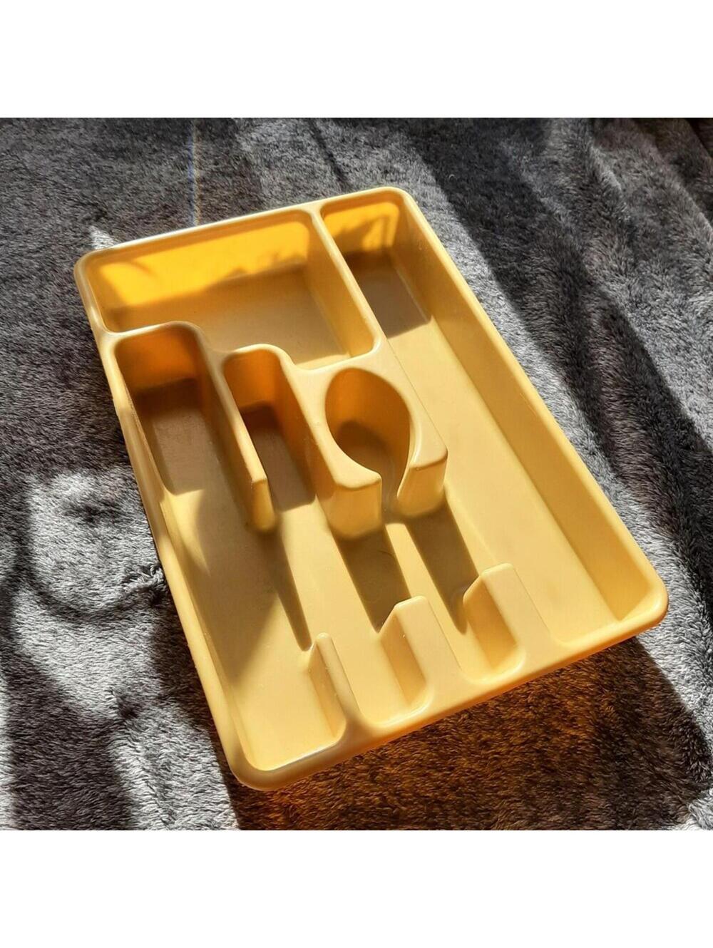 Vintage Rubbermaid Silverware Drawer Organizer Tray #2921 USA Yellow Plastic